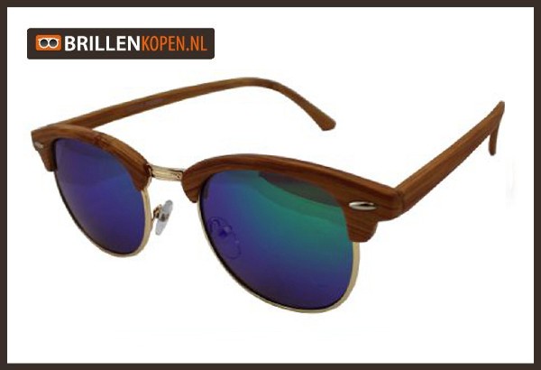 Clubmaster woodlook Dallas zonnebril