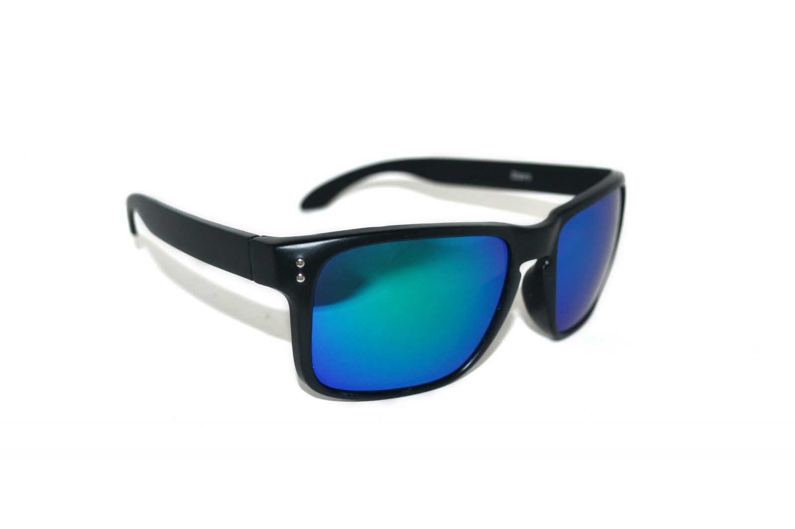 Holbrook-Matzwart-Aqua-zonnebril-matzwart-montuur-groenblauwe-UV-protectie-spiegelglazen-Brillenkopen.nl-rechteraanzicht Holbrook Matzwart Aqua